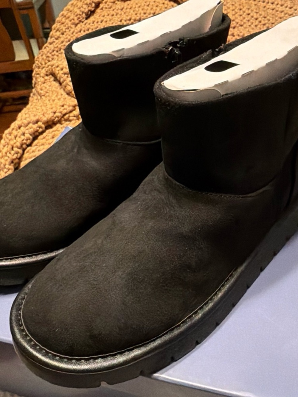Universal Thread Black Suede Ankle Booties with Side Zip